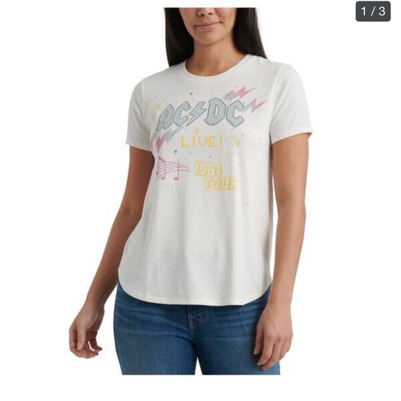 ACDC Large T Shirt NWT Cream Color - Picture 1 of 6